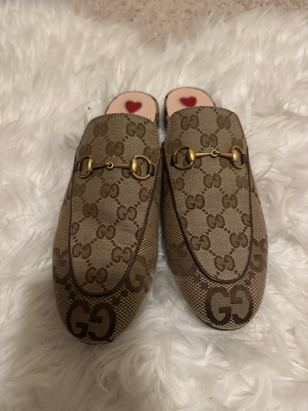 Gucci Brown Beige GG Canvas Horsebit Mule